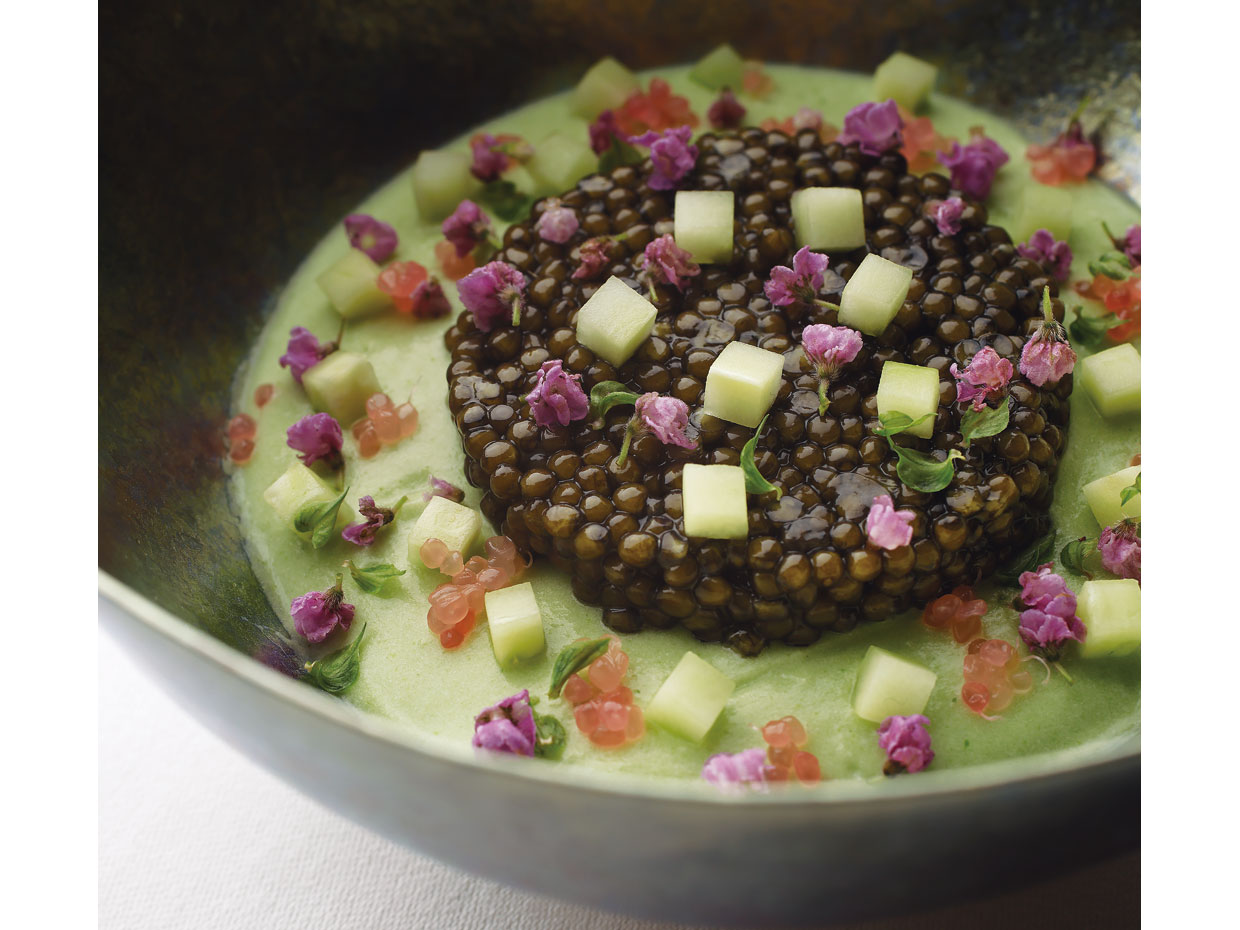 きゅうりのムースが主役の前菜（リューズ&emsp;飯塚隆太氏）